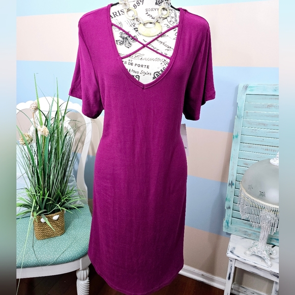 just be Tops - NWT Just Be Plus Size Strappy Tunic in Magenta